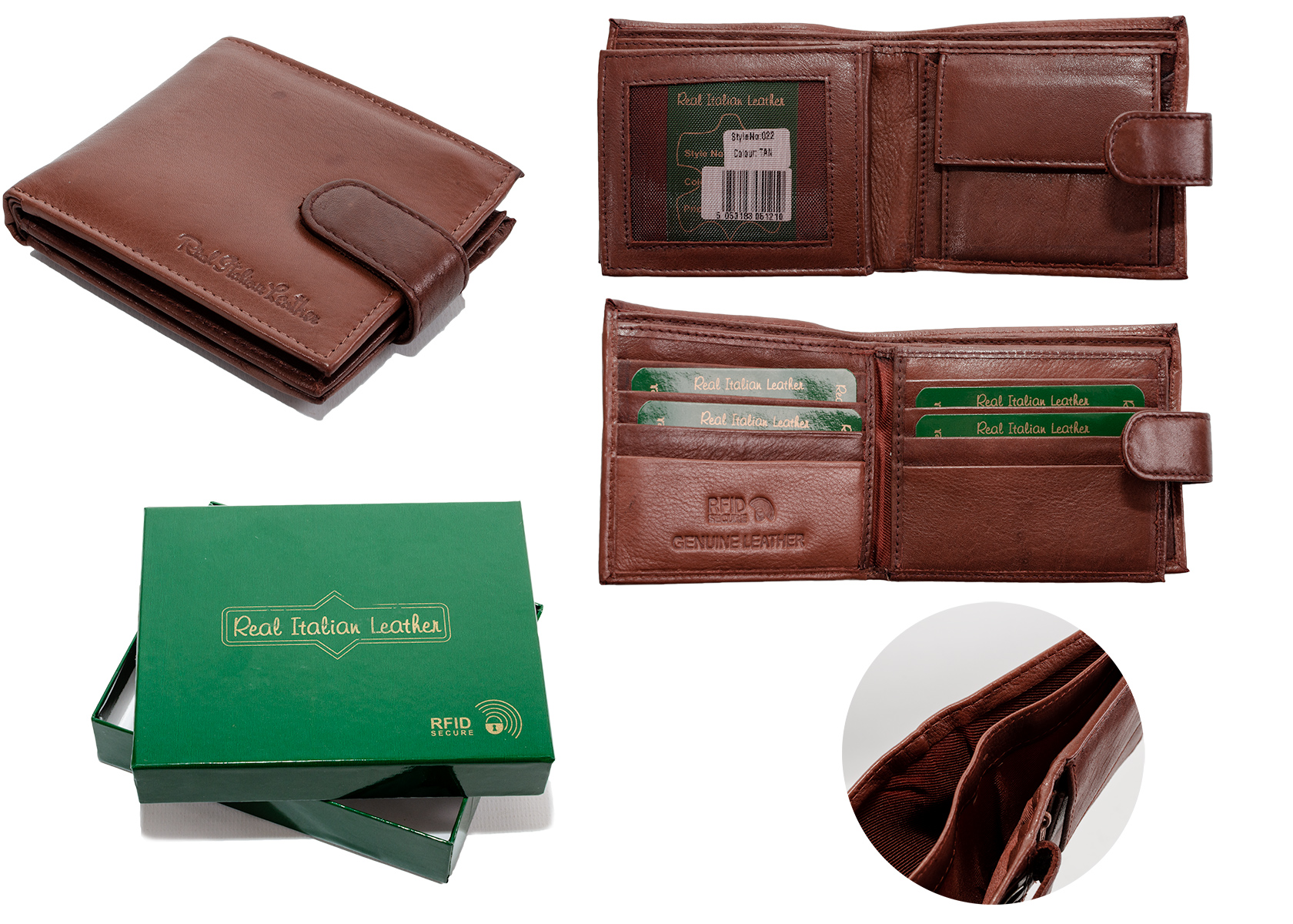 (image for) 022 BROWN - RFID CARD PROTECTION GENUINE LEATHER WALLET GRN BOX